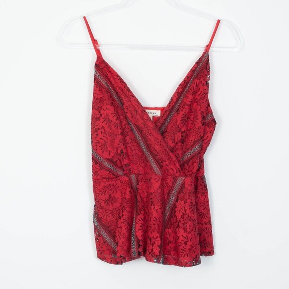 Monteau Tops - Monteau Womens Floral Lace Babydoll Cami Size L Red Dark Romantic Feminine